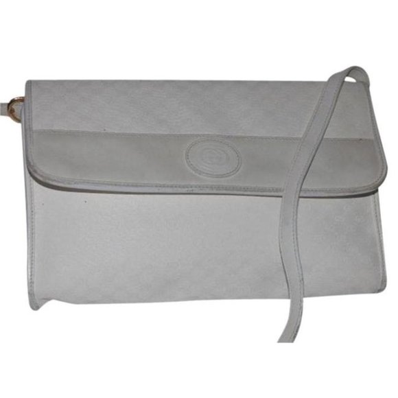 Gucci Vintage White Small G Logo 2-Way Bag Coated Canvas Leather - Picture 1 of 12